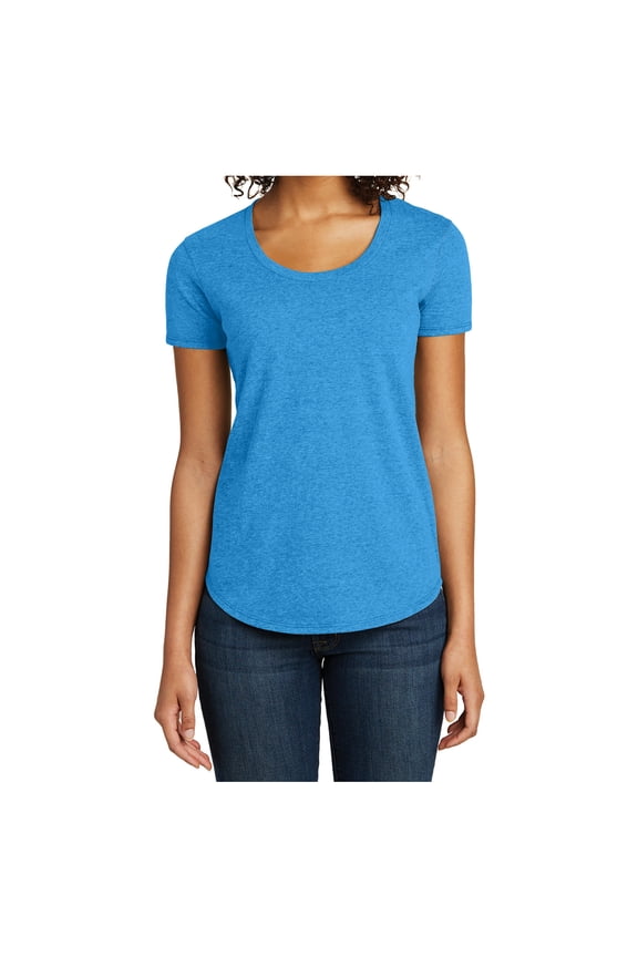 Juniors Scoop Neck Tee Female T-Shirts Heather Bright Turquoise 4X-Large