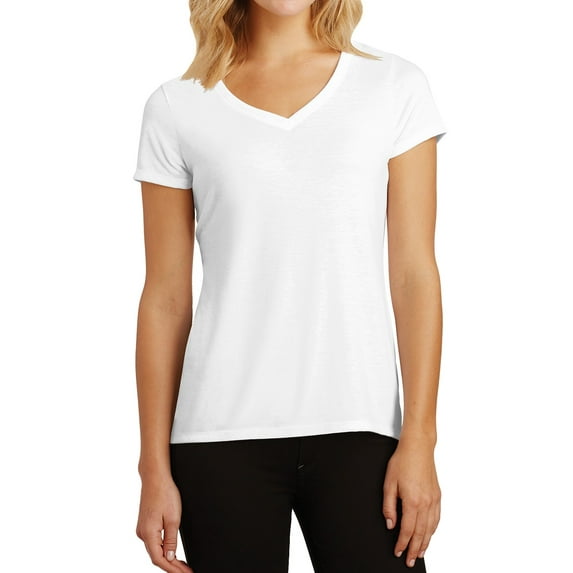 Mafoose Ladies Perfect Tri V-Neck Tee White Large