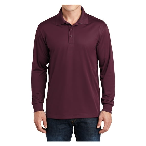 Mafoose Male Long Sleeve Micropique Sport-Wick Polo Maroon M