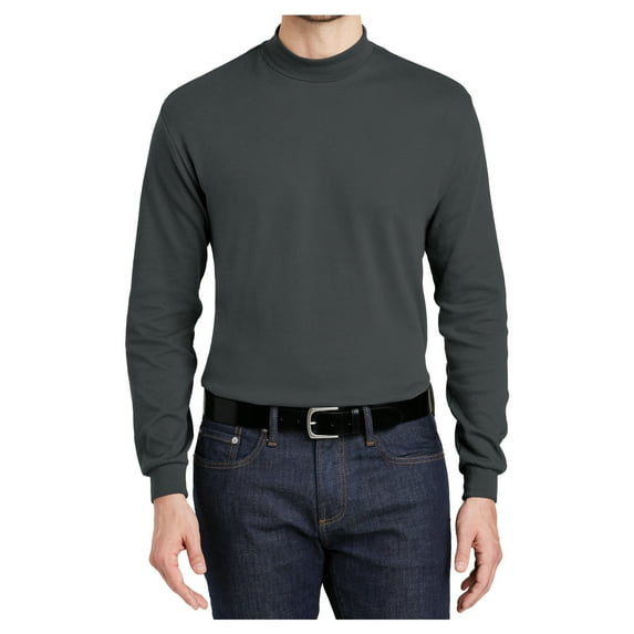 Mafoose Men Interlock Knit Mock Male Turtleneck Sweaters Steel Grey S