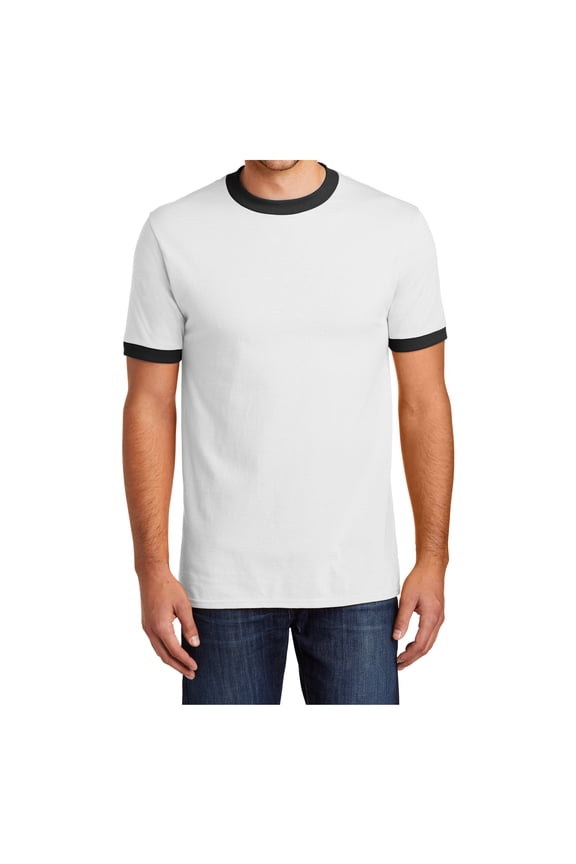 Men Ringer Tee Male Core T-Shirts White/Jet Black S