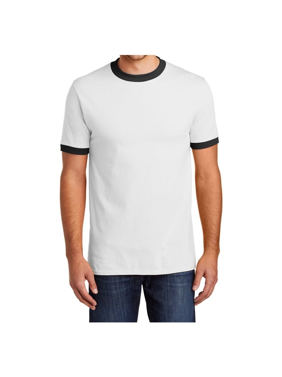 Men Ringer Tee Male Core T-Shirts White/Jet Black S