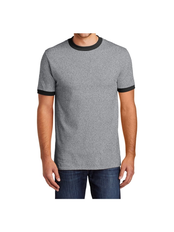 Men Ringer Tee Male T-Shirts Athletic Heather/ Jet Black S