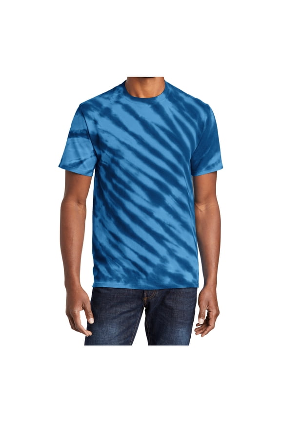 Men Tiger Stripe Tie-Dye Male T-Shirt Navy 3XL