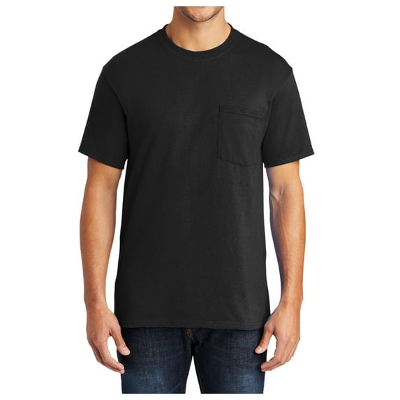 Mafoose Men's Short Sleeve 50/50 Cotton/Poly Tall Core Blend Pocket T-Shirt Jet Black 4X-Large Tall
