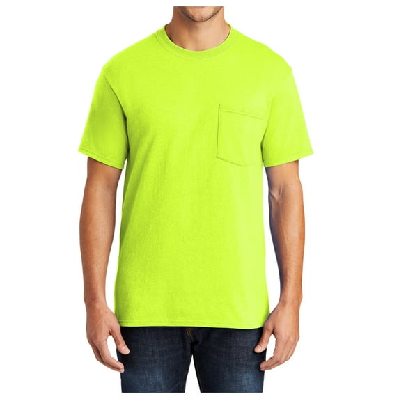 Mafoose Men's Short Sleeve 50/50 Cotton/Poly Tall Core Blend Pocket T-Shirt Safety Green 4X-Large Tall