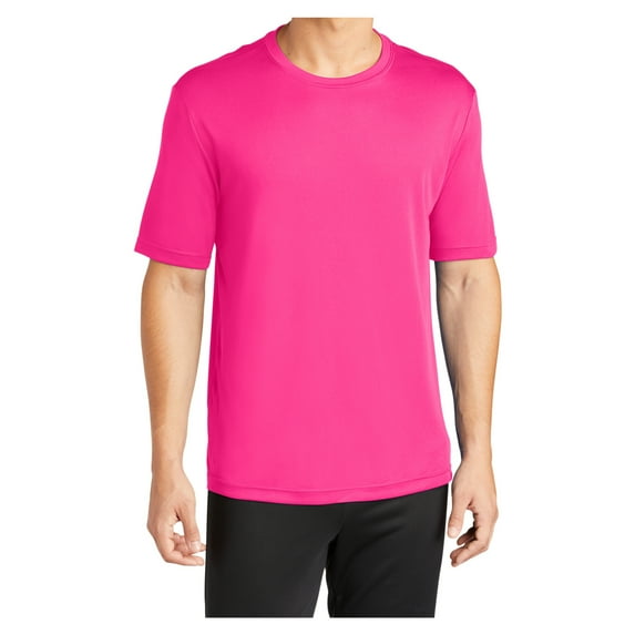 Mafoose Men's Active T Shirts Crew Neck High Visible Sun Protection Cool Dry Fit Athletic Workout Running T-Shirts Neon Pink 4XL