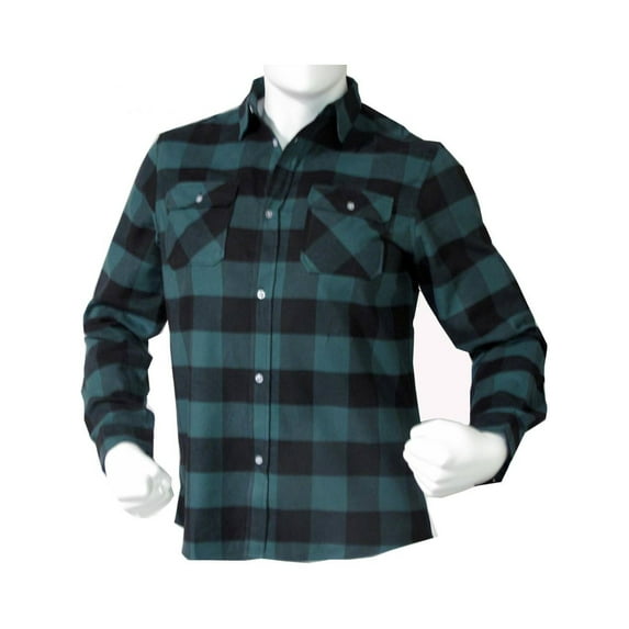 Mafoose Men's Button Down Regular Fit Long Sleeve Plaid Flannel Casual Shirt Green/Black 2XL