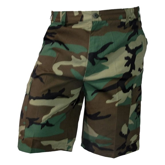 Mafoose Men's Casual Street Cargo Shorts Army Military BDU Rip Stop Camo Shorts Woodland Camo Small