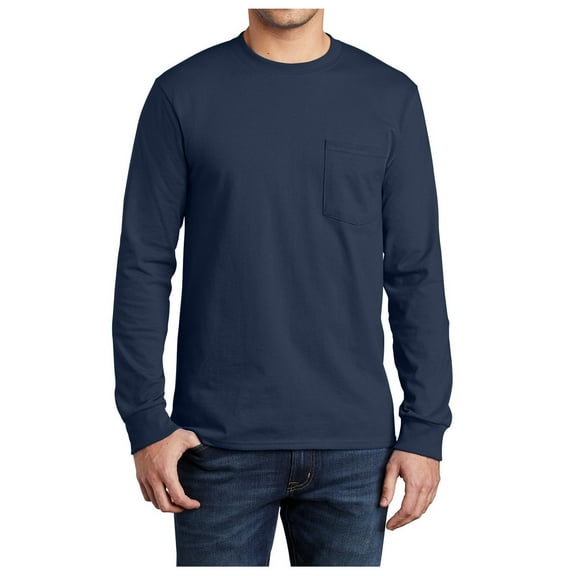 Mafoose Men's Casual Style Tall Long Sleeve Essential Pocket T-Shirt Navy XLT