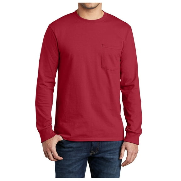 Mafoose Men's Casual Style Tall Long Sleeve Essential Pocket T-Shirt Red LT