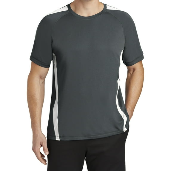 Mafoose Men's Colorblock PosiCharge Competitor Tee Shirt Iron Grey/ White 4XL