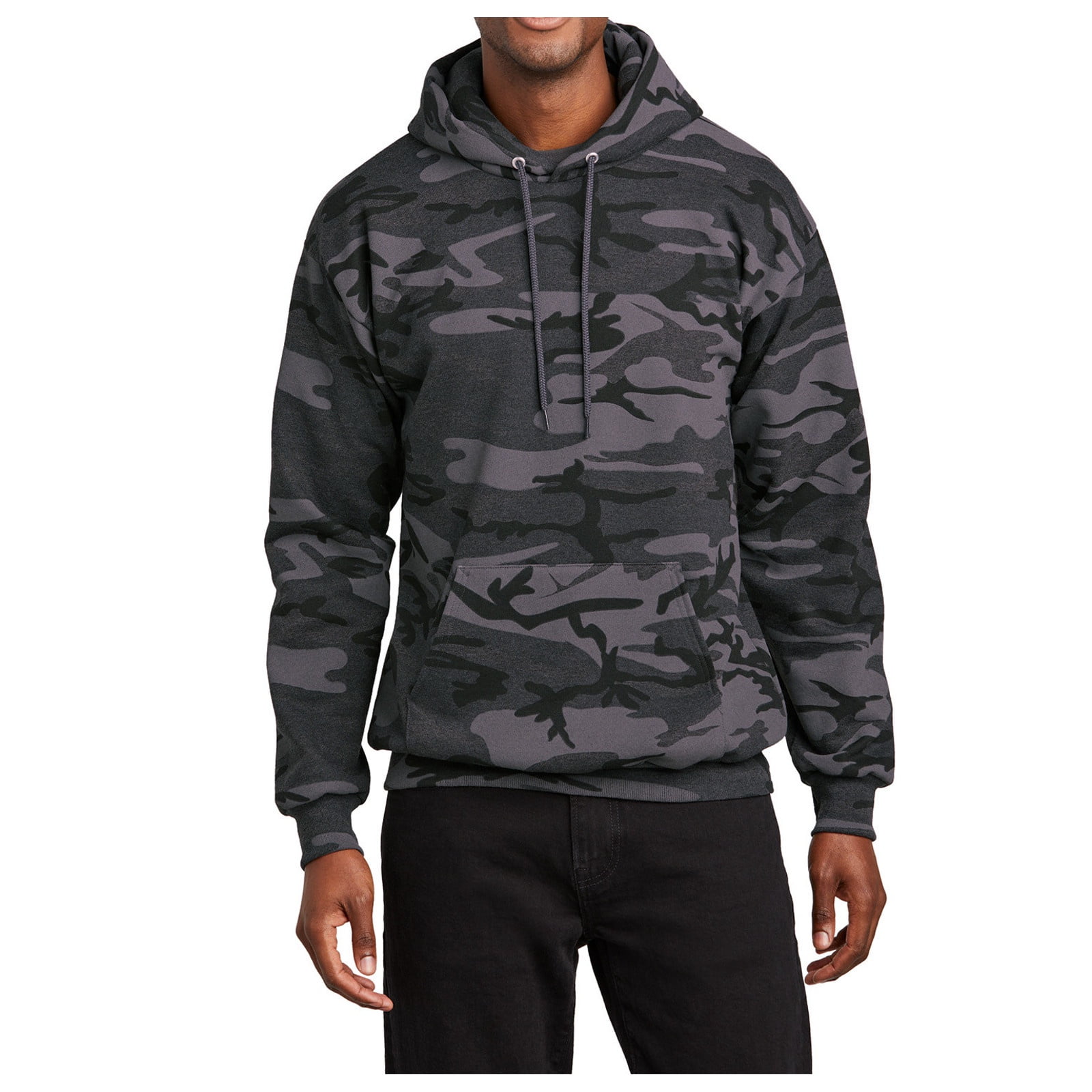 Mafoose Men's Core Fleece Classic Camo Pullover Hooded Sweatshirt Black Heather Camo S