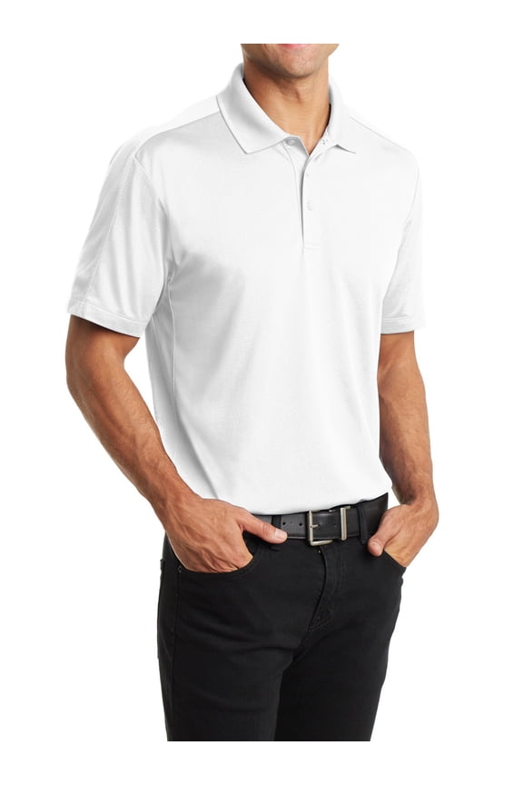 Men's Diamond Jacquard Polo T-shirt White Medium