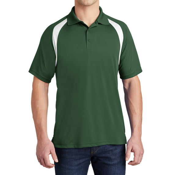 Mafoose Men's Dry Zone Colorblock Raglan Polo Shirt Forest Green/ White Medium