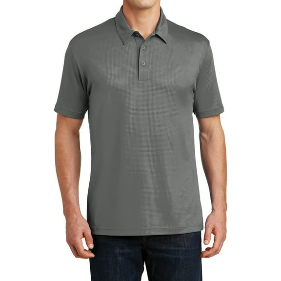 Mafoose Men's Embossed PosiCharge Tough Polo Dark Smoke Grey Medium