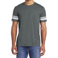 thumbnail image 1 of Mafoose Men's Game Tee with Stripes Printed Sleeves Heathered Charcoal/ White X-Small, 1 of 4