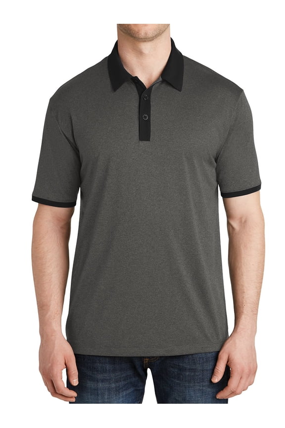 Men's Heather Contender Contrast Polo Graphite Heather/ Black Large