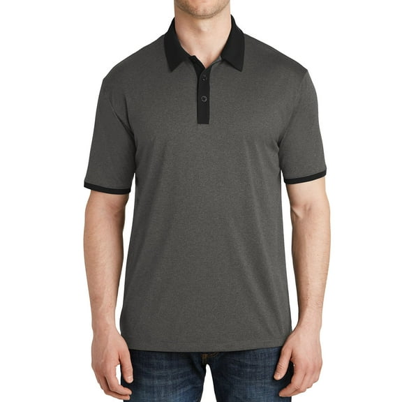 Mafoose Men's Heather Contender Contrast Polo Graphite Heather/ Black X-Small