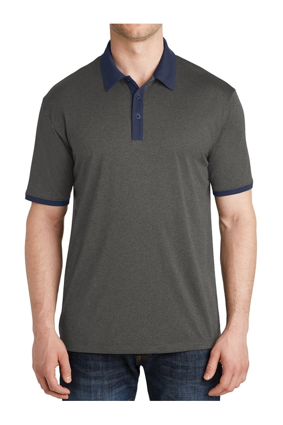 Men's Heather Contender Contrast Polo Graphite Heather/ True Navy 2X-Large