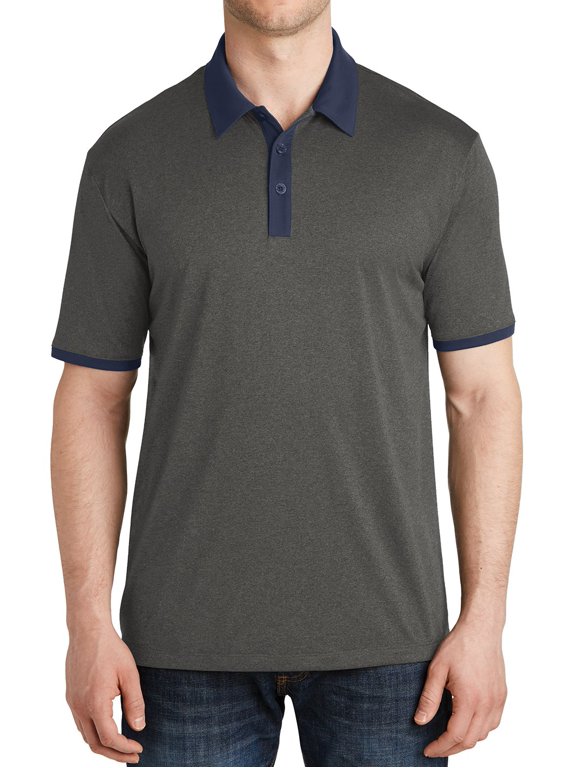 Men's Heather Contender Contrast Polo Graphite Heather/ True Navy Medium
