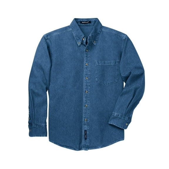 Mafoose Men's Heavyweight Denim Shirt Dark Blue Stonewashed L