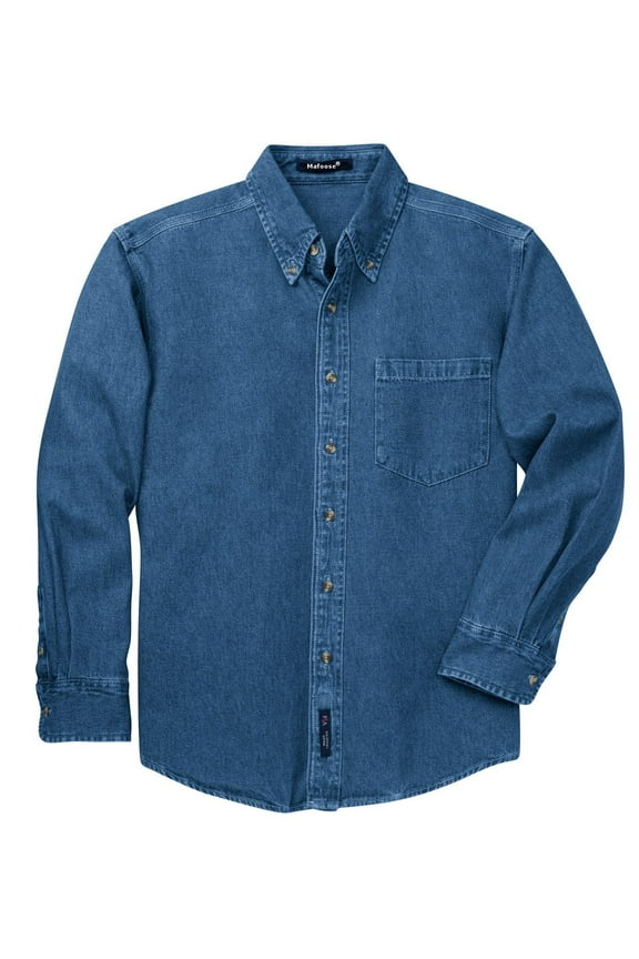 Men's Heavyweight Denim Shirt Dark Blue Stonewashed L