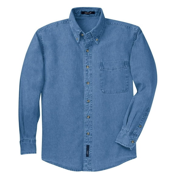 Mafoose Men's Long Sleeve Denim Shirt Faded Denim X-Small