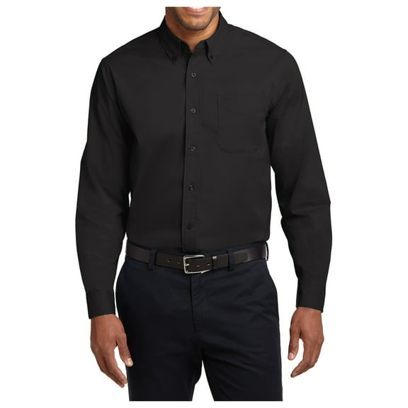 Mafoose Men's Long Sleeve Easy Care Shirt Black/Light Stone M