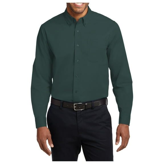 Mafoose Men's Long Sleeve Easy Care Shirt Dark Green/Navy L