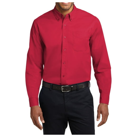 Mafoose Men's Long Sleeve Easy Care Shirt Red/Light Stone 5XL