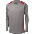 thumbnail image 1 of Mafoose Men's Long Sleeve Heather Colorblock Contender Tee Shirt Vintage Heather/ True Red L, 1 of 3