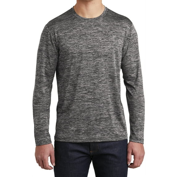 Mafoose Men's Long Sleeve PosiCharge Electric Heather Tee Black Electric X-Small