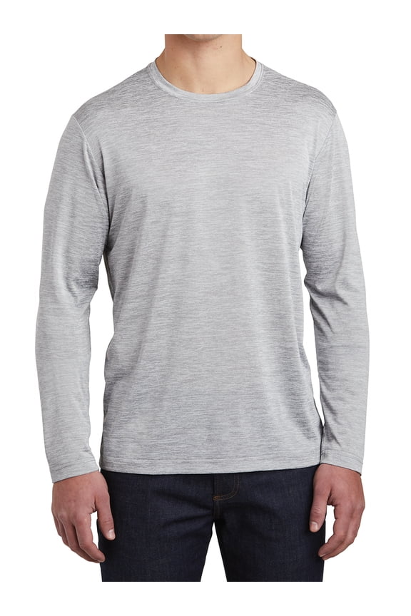 Men's Long Sleeve PosiCharge Electric Heather Tee Silver Electric Large