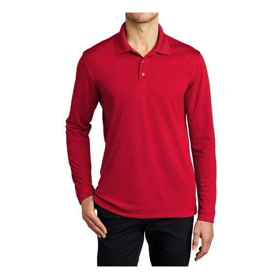 Mafoose Men's Moisture-Wicking Dry Zone UV Micro-Mesh Long Sleeve Pique Polo Shirt Rich Red 2XL