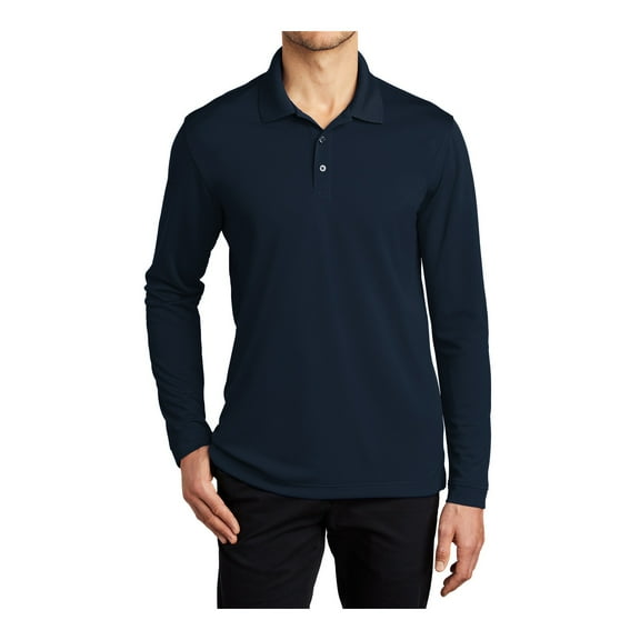 Mafoose Men's Moisture-Wicking Dry Zone UV Micro-Mesh Long Sleeve Pique Polo Shirt River Blue Navy XL