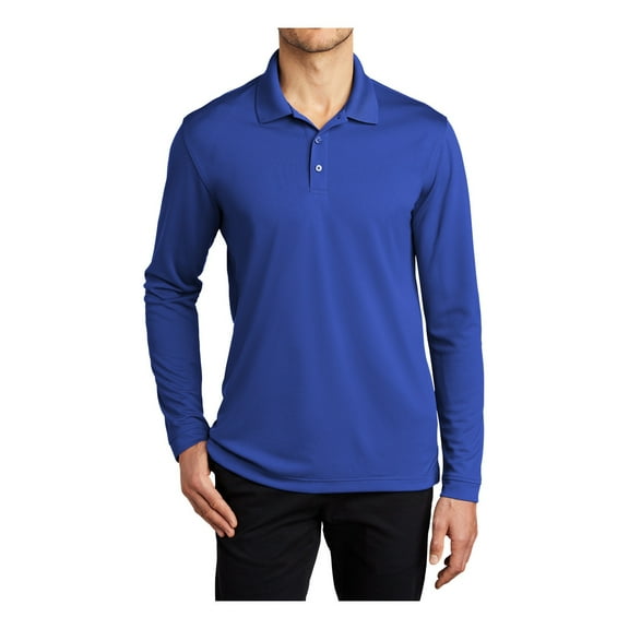 Mafoose Men's Moisture-Wicking Dry Zone UV Micro-Mesh Long Sleeve Pique Polo Shirt True Royal 3XL