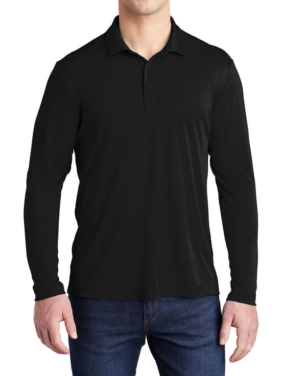 Men's Posi-UV Pro Long Sleeve Polo Shirt Black X-Large