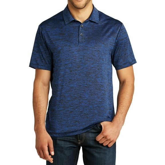 Mafoose Men's PosiCharge Electric Heather Polo Dark Royal-Black Electric X-Small