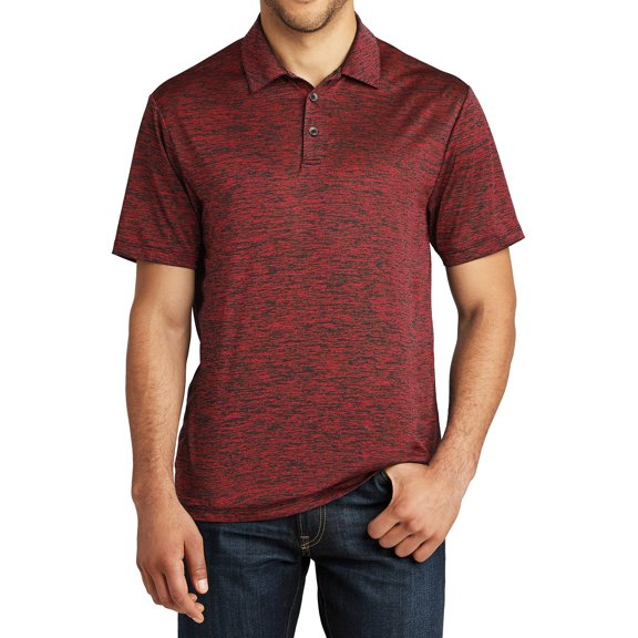 Mafoose Men's PosiCharge Electric Heather Polo Deep Red- Black Electric 2X-Large