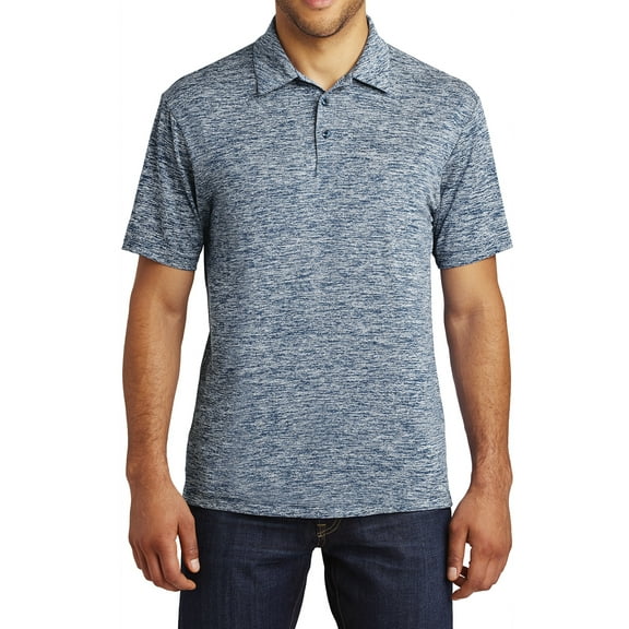 Mafoose Men's PosiCharge Electric Heather Polo True Navy Electric Medium