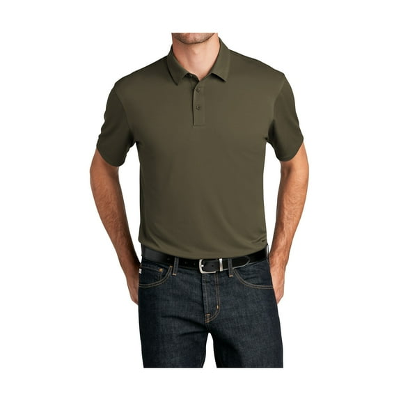Mafoose Men's UV Choice Pique Moisture Wicking Short Sleeve Polo Shirt Deep Olive L