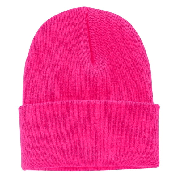 Mafoose Mens 3-Inch Fold Acrylic Male Knit Cap Neon Pink Glo