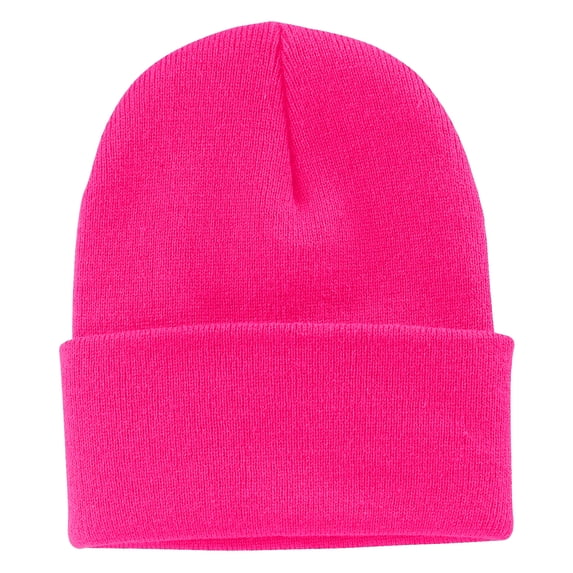 Mafoose Mens 3-Inch Fold Acrylic Male Knit Cap Neon Pink Glo