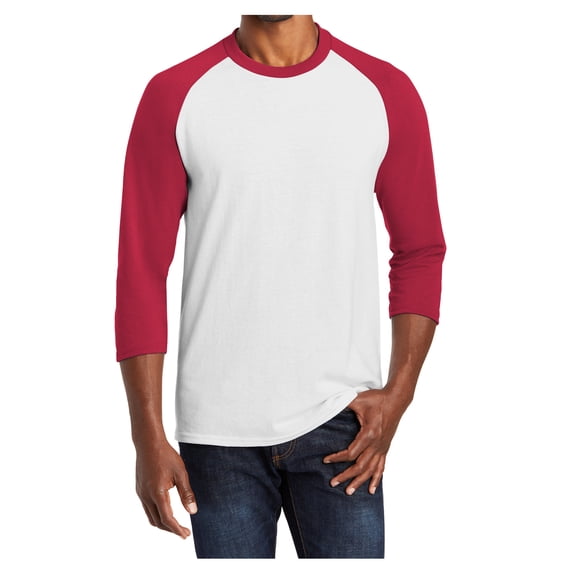 Mafoose Mens Core Blend 3/4-Sleeve T-Shirt White/Red Large