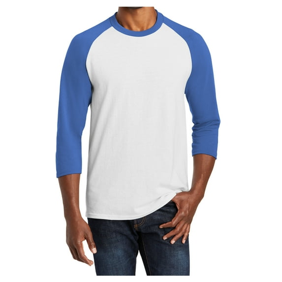 Mafoose Mens Core Blend 3/4-Sleeve T-Shirt White/Royal Medium