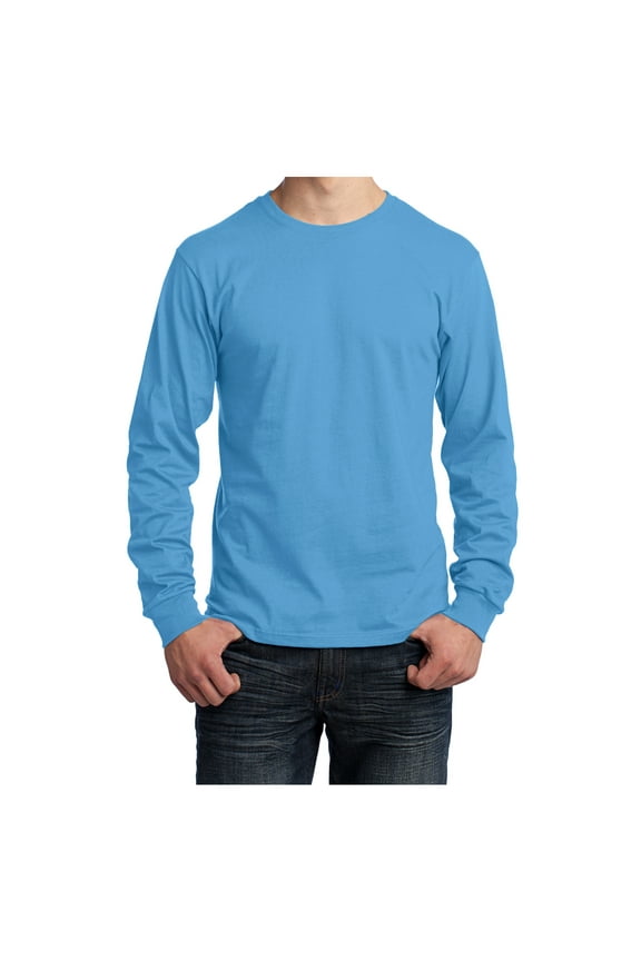 Mens Long Sleeve Core Cotton T-Shirts Aquatic Blue S