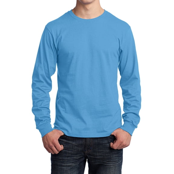 Mafoose Mens Long Sleeve Core Cotton T-Shirts Aquatic Blue XL