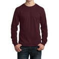 thumbnail image 1 of Mafoose Mens Long Sleeve Core Cotton T-Shirts Athletic Maroon S, 1 of 5