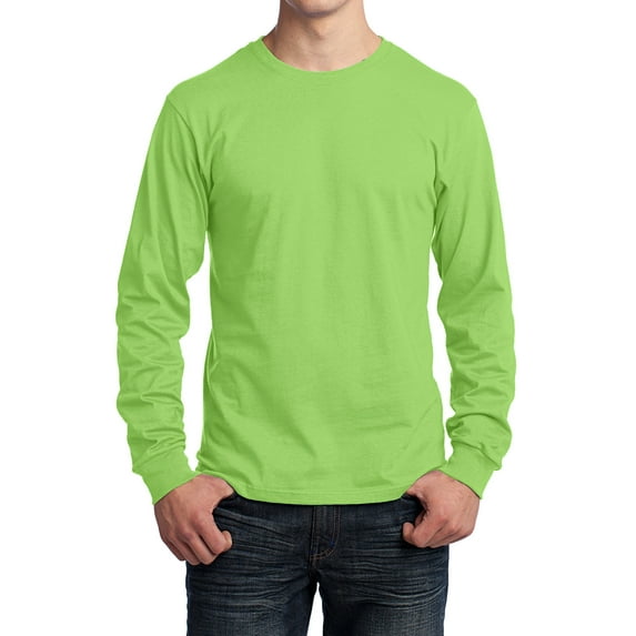 Mafoose Mens Long Sleeve Core Cotton T-Shirts Lime M